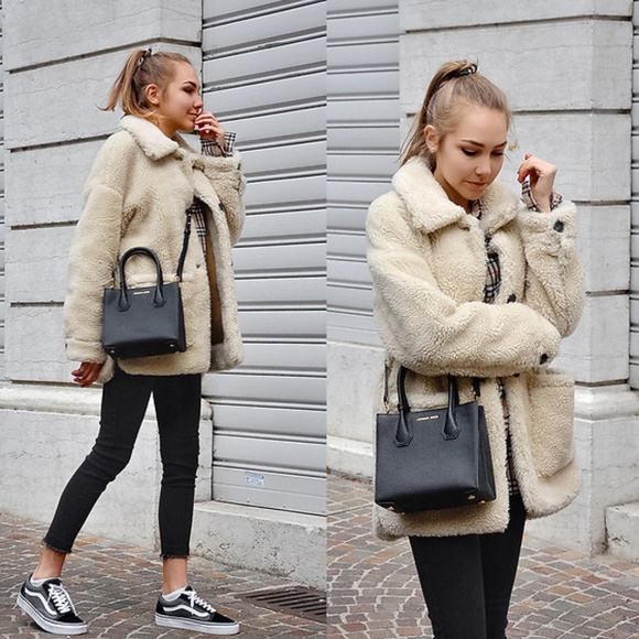 mango white teddy coat
